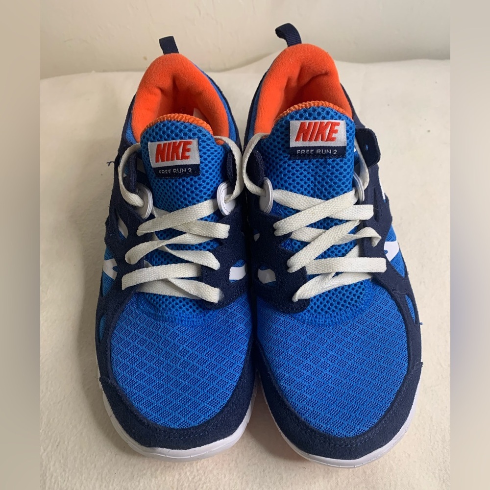 Nike Youth Free Run 2 GS Size 7Y Running Shoes Blue Orange White DD0163-403
